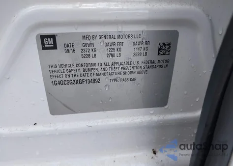 2016 Buick Lacrosse Leather from USA, damaged, VIN 1G4GC5G3XGF134892